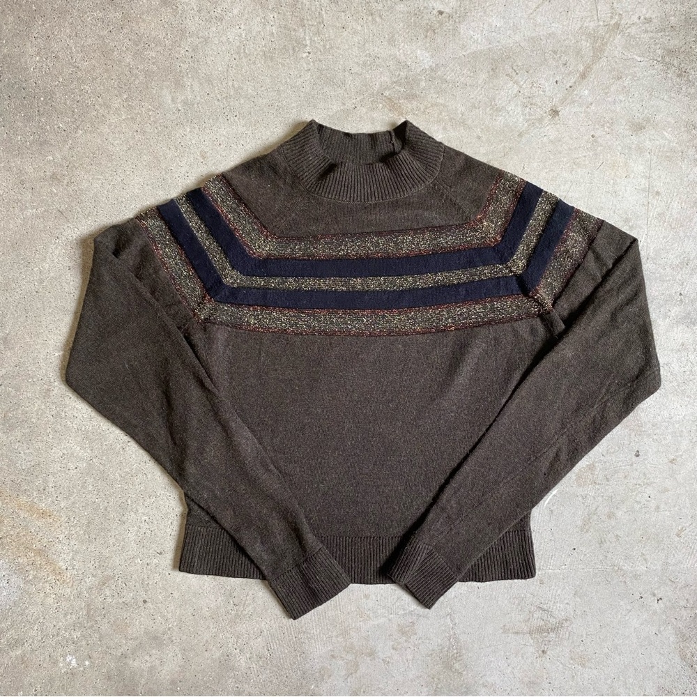 Urban Outfitters Cooperative metallic accent cropped wool sweater